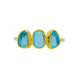 Blue Sea Glass, Gold Vermeil - Size O