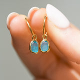 Blue Sea Glass Hoops - Gold Vermeil