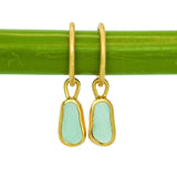Green Sea Glass Hoops - Gold Vermeil