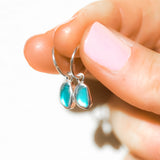 Blue Sea Glass Hoops