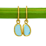 Blue Sea Glass Hoops - Gold Vermeil