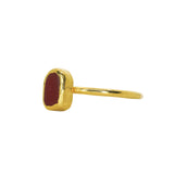 Red Sea Glass, Gold Vermeil - Size R