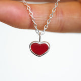 Red Sea Glass Heart Necklace