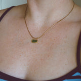 Green Sea Glass Necklace - Gold Vermeil