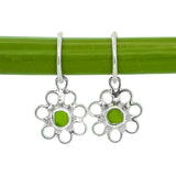 Green Sea Glass Flower Hoops