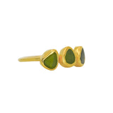 Green Sea Glass, Gold Vermeil - Size S
