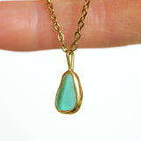 Green Sea Glass Necklace - Gold Vermeil