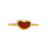 Red Sea Glass Heart, Gold Vermeil - Size O