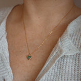 Green Sea Glass Heart Necklace, Gold Vermeil