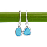 Blue Sea Glass Hoops
