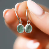 Green Sea Glass Hoops