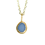 Blue Sea Glass Necklace - Gold Vermeil