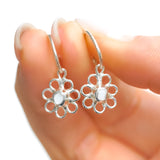 White Sea Glass Flower Hoops