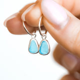 Blue Sea Glass Hoops