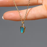 Blue Sea Glass Heart Necklace, Gold Vermeil