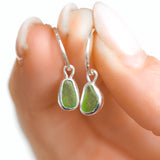 Green Sea Glass Hoops