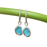 Blue Sea Glass Hoops