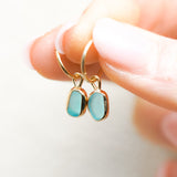 Blue Sea Glass Hoops - Gold Vermeil