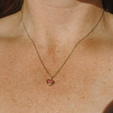 Pink Sea Glass Heart Necklace, Gold Vermeil