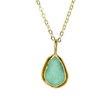 Green Sea Glass Necklace - Gold Vermeil