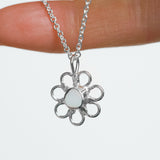 White Sea Glass Flower Necklace