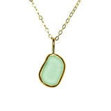 Green Sea Glass Necklace - Gold Vermeil