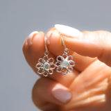 Light Blue Sea Glass Flower Hoops