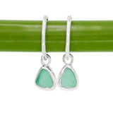 Green Sea Glass Hoops