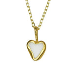 White Sea Glass Heart Necklace, Gold Vermeil