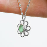 Green Sea Glass Flower Necklace