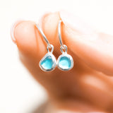 Blue Sea Glass Hoops