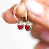 Red Sea Glass Heart Hoops