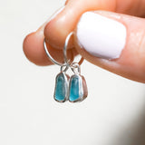 Blue Sea Glass Hoops