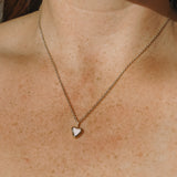 White Sea Glass Heart Necklace, Gold Vermeil