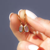 Purple/Blue Sea Glass Hoops - Gold Vermeil