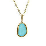 Blue Sea Glass Necklace - Gold Vermeil