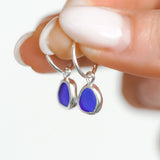 Blue Sea Glass Hoops