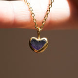 Purple Sea Glass Heart Necklace, Gold Vermeil