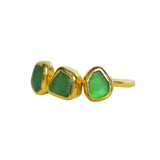 Green Sea Glass, Gold Vermeil - Size P