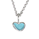 Blue Sea Glass Heart Necklace