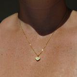 Green Sea Glass Heart Necklace, Gold Vermeil