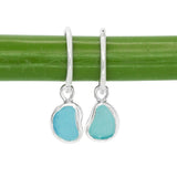 Blue Sea Glass Hoops