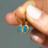 Blue Sea Glass Hoops - Gold Vermeil