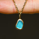 Blue Sea Glass Necklace - Gold Vermeil