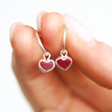 Red Sea Glass Heart Hoops