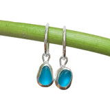 Blue Sea Glass Hoops