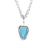 Blue Sea Glass Heart Necklace