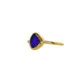 Blue Sea Glass, Gold Vermeil - Size J