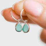 Green Sea Glass Hoops