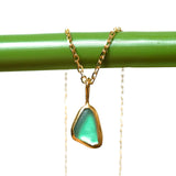 Green Sea Glass Necklace - Gold Vermeil